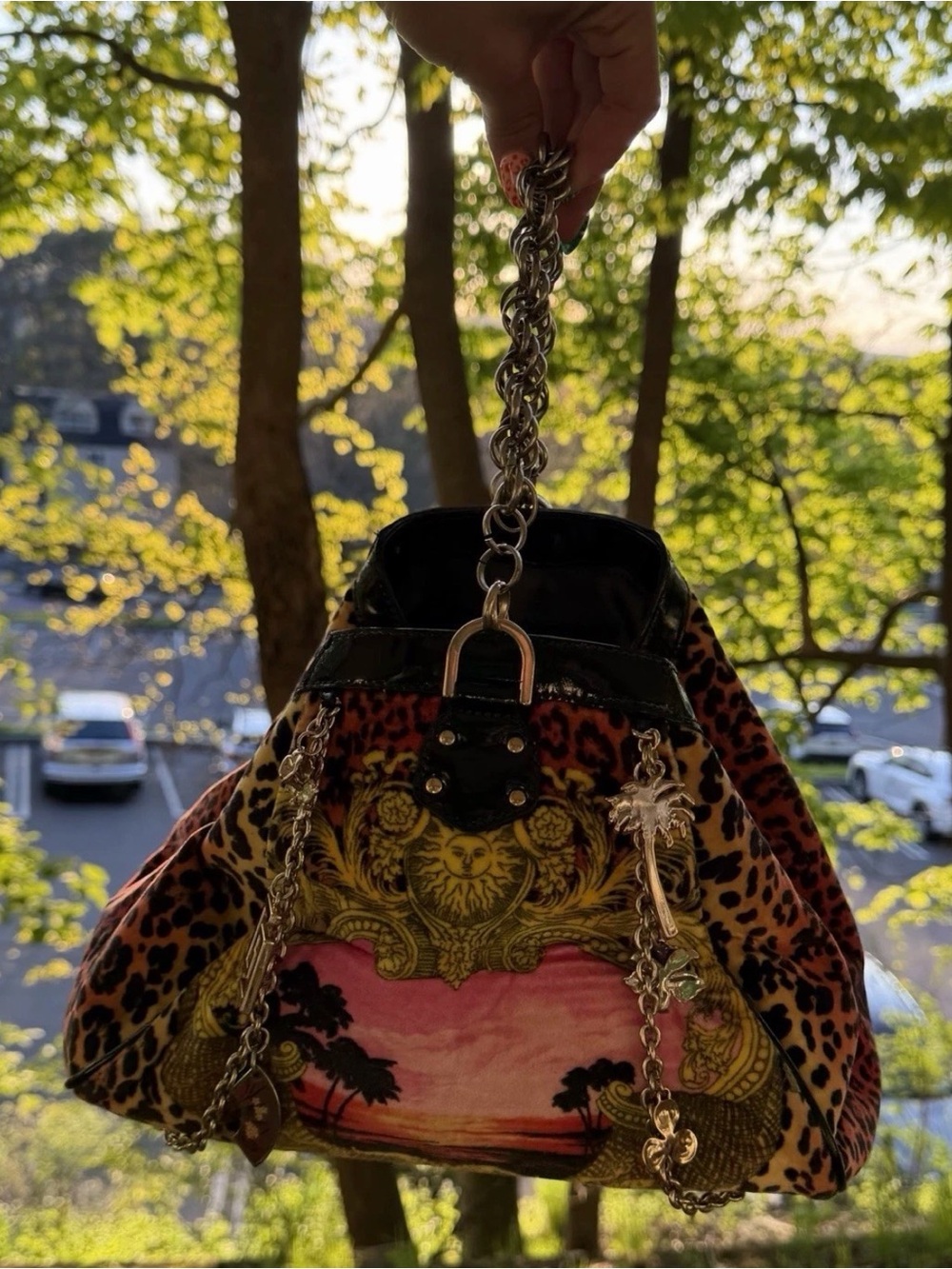 Women’s Versace H&M collab Leopard Print Chain-Handle Shoulder Bag